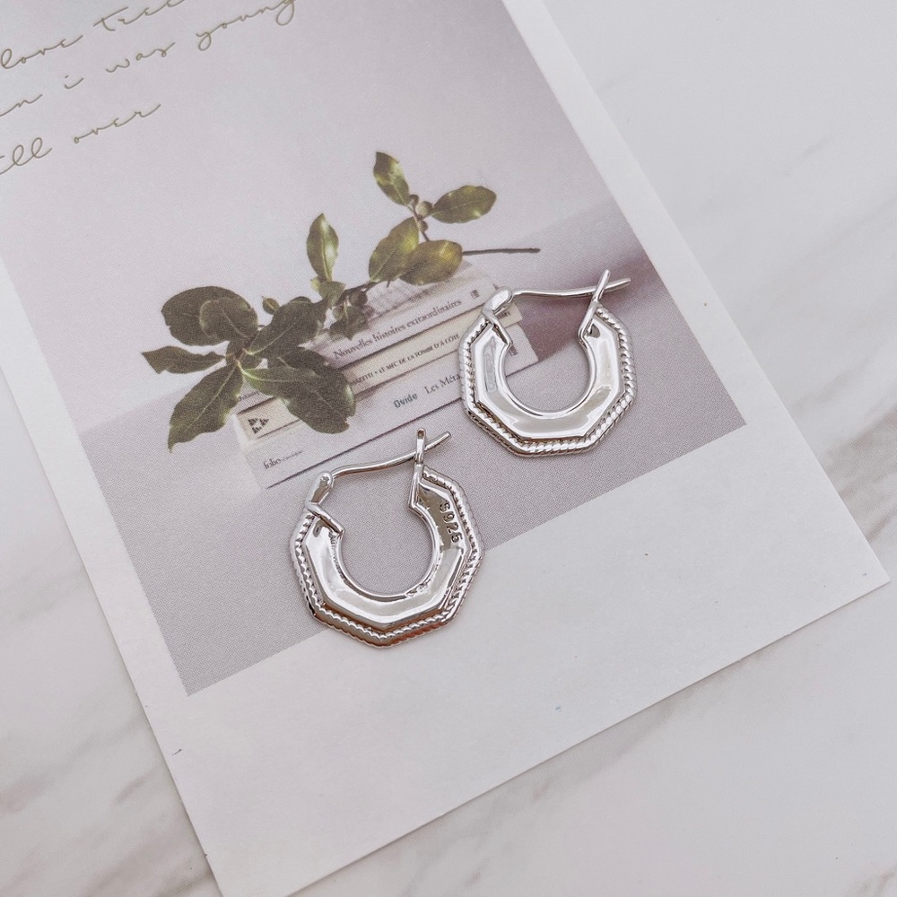 S925 Geometric silver coin earrings